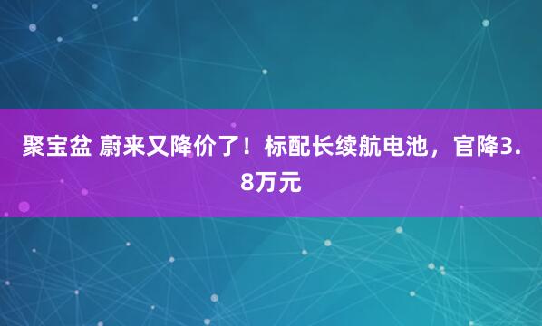 聚宝盆 蔚来又降价了！标配长续航电池，官降3.8万元